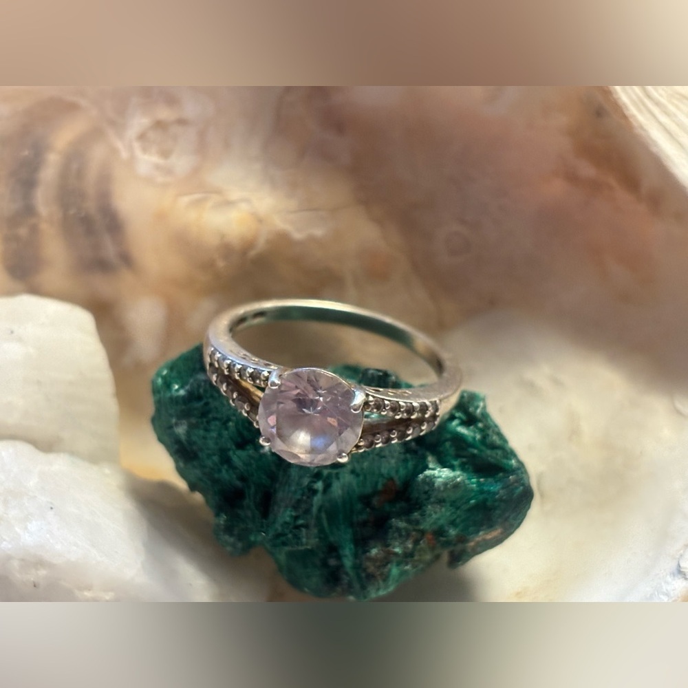 THAI Silver Cubic Zirconium Sparkly Womens Ring Size 8 Stamped